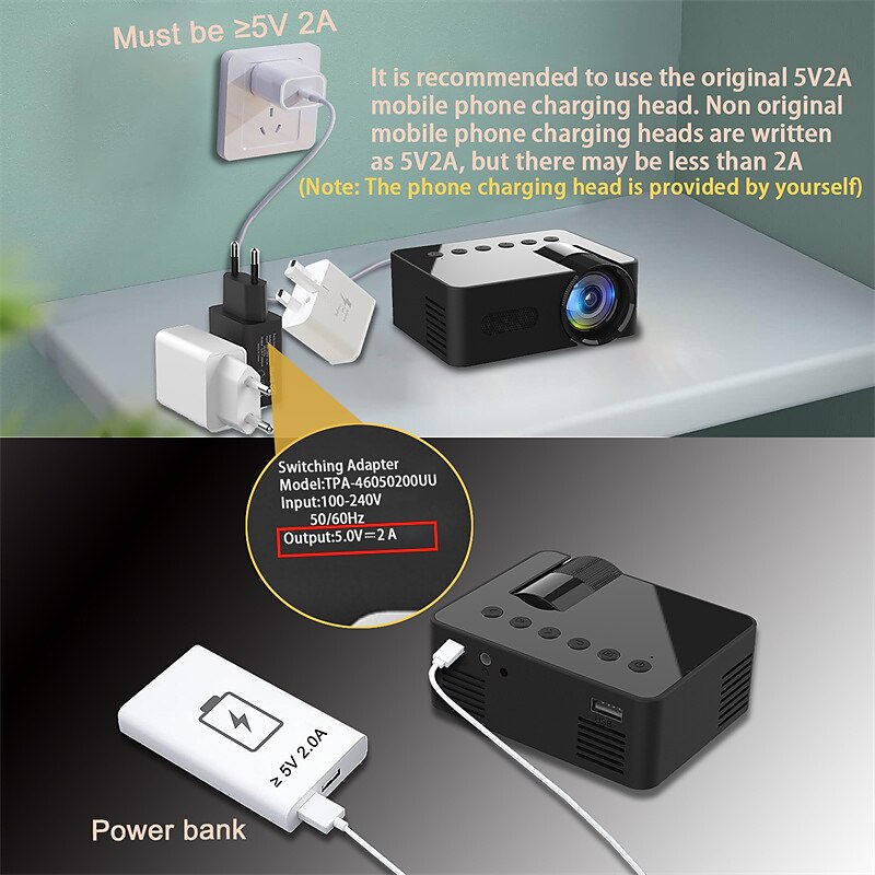 YT100 Mini Projector Wireless WIFI Display Screen Mirror with iOS and Android Smartphones Support USB Input Pocket Projector for Classic Movie Kids Animation 2025 - $63.99 –P8