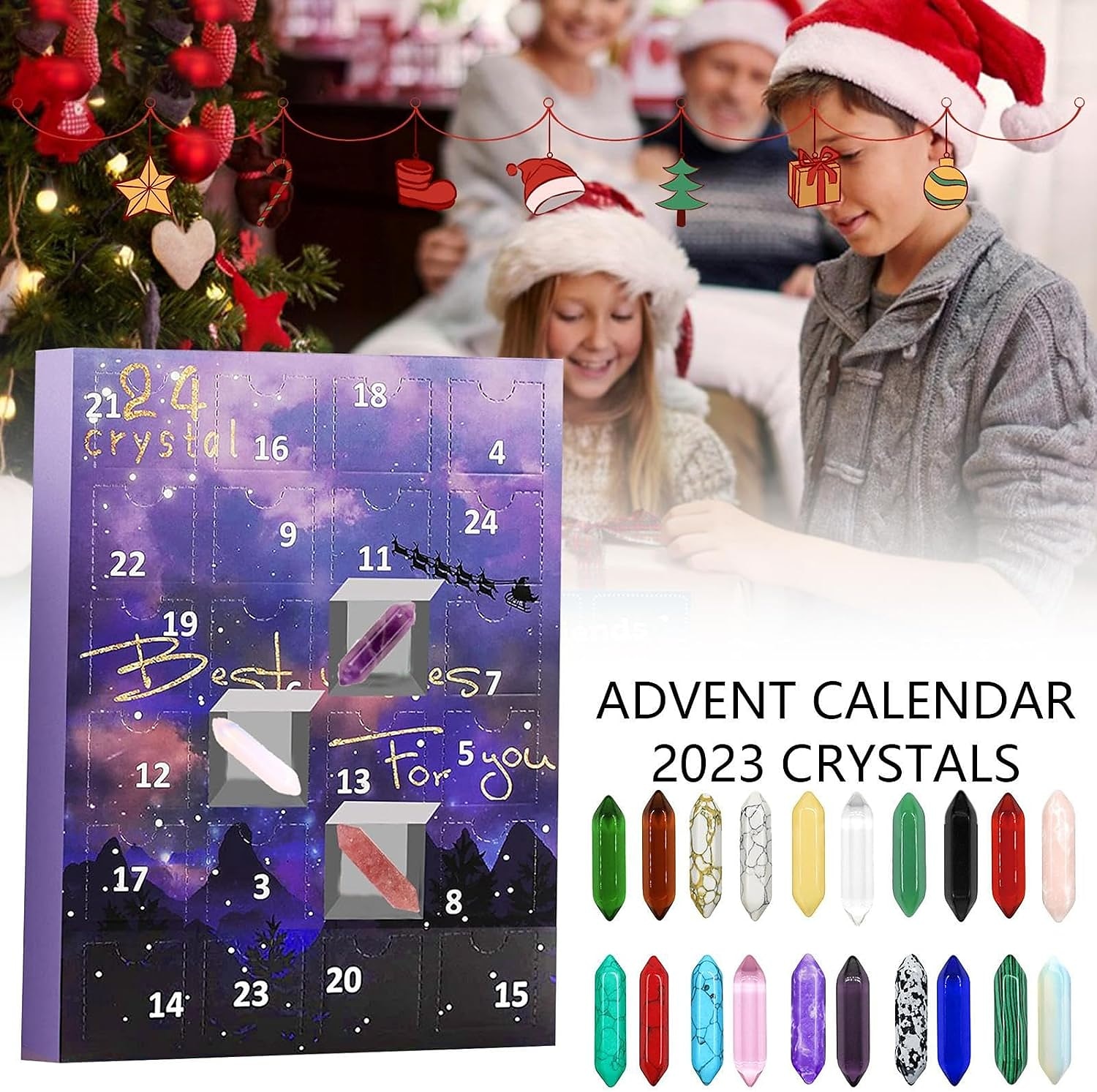 πέτρινο κουτί δώρου Advent calendar, πολύτιμος λίθος ημερολόγιο αντίστροφης μέτρησης 24 ημερών, χριστουγεννιάτικο ημερολόγιο προσέλευσης γυαλισμένα παιχνίδια συλλογής για λάτρεις της γεωλογίας και 2025 - $34.99 –P5
