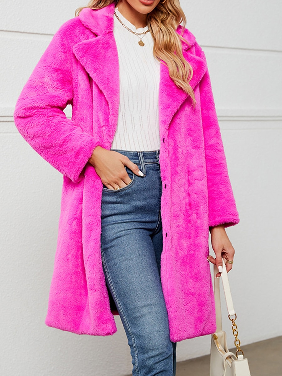 Dame Fleece-jakke Teddyfrakk Hold Varm Pustende Fleece Lined Fritid Gate stil عادي Feriereise Gate Dagligdagstøy Ut på byen Åpen Forside Lang Aftæpning Normal Langermet Yttertøy Svart Vin Fuksia Høst 2025 - $41.99 –P6