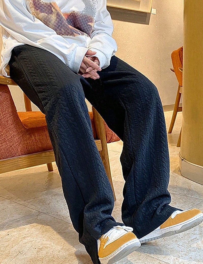 Herr Joggingbyxor Joggare Träningsbyxor med vida ben Ficka Snörning Elastisk midja Slät Komfort Andningsfunktion Utomhus Dagligen Utekväll Mode Ledigt Svart Blå 2026 - $24.99 –P15