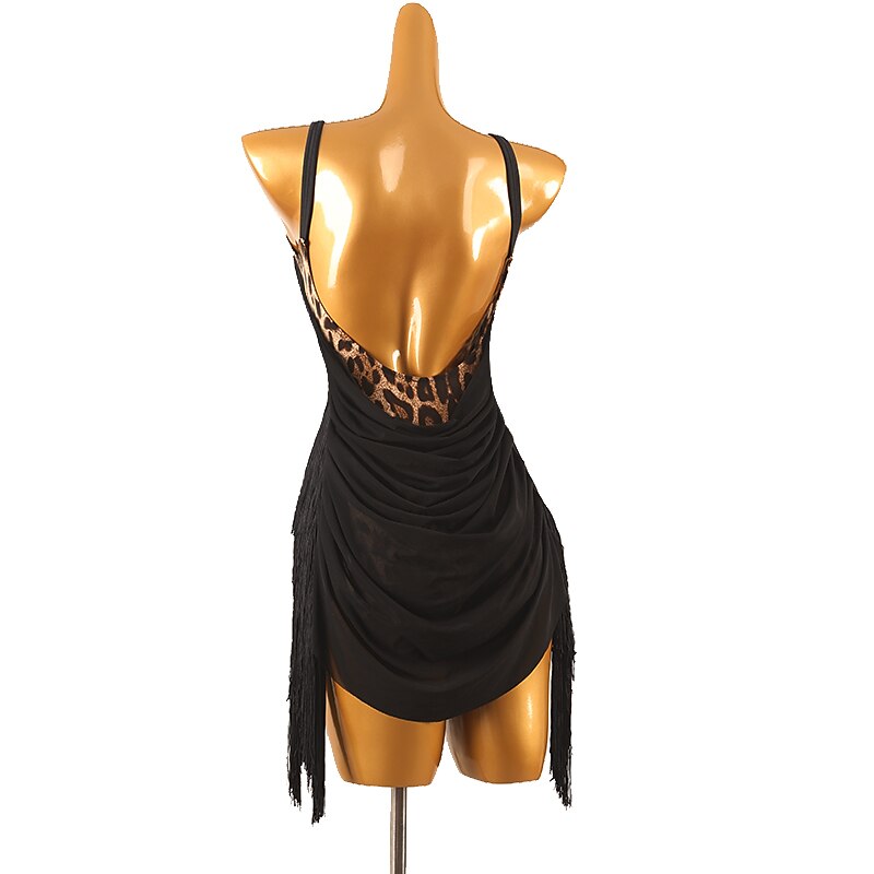 dans salsa latinsk dansklänning tofs dam prestationsträning ärmlös hög spandex tyll 2025 - $123.99 –P4