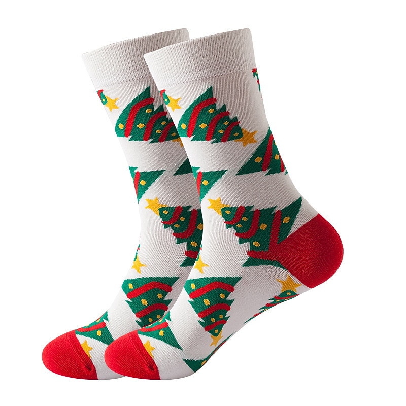 Men's 2 Pairs Crew Socks Men Socks Xmas Socks Red / Green White Color Christmas Casual Daily Basic Medium Fall / Winter Thermal 2025 - $7.49 –P3
