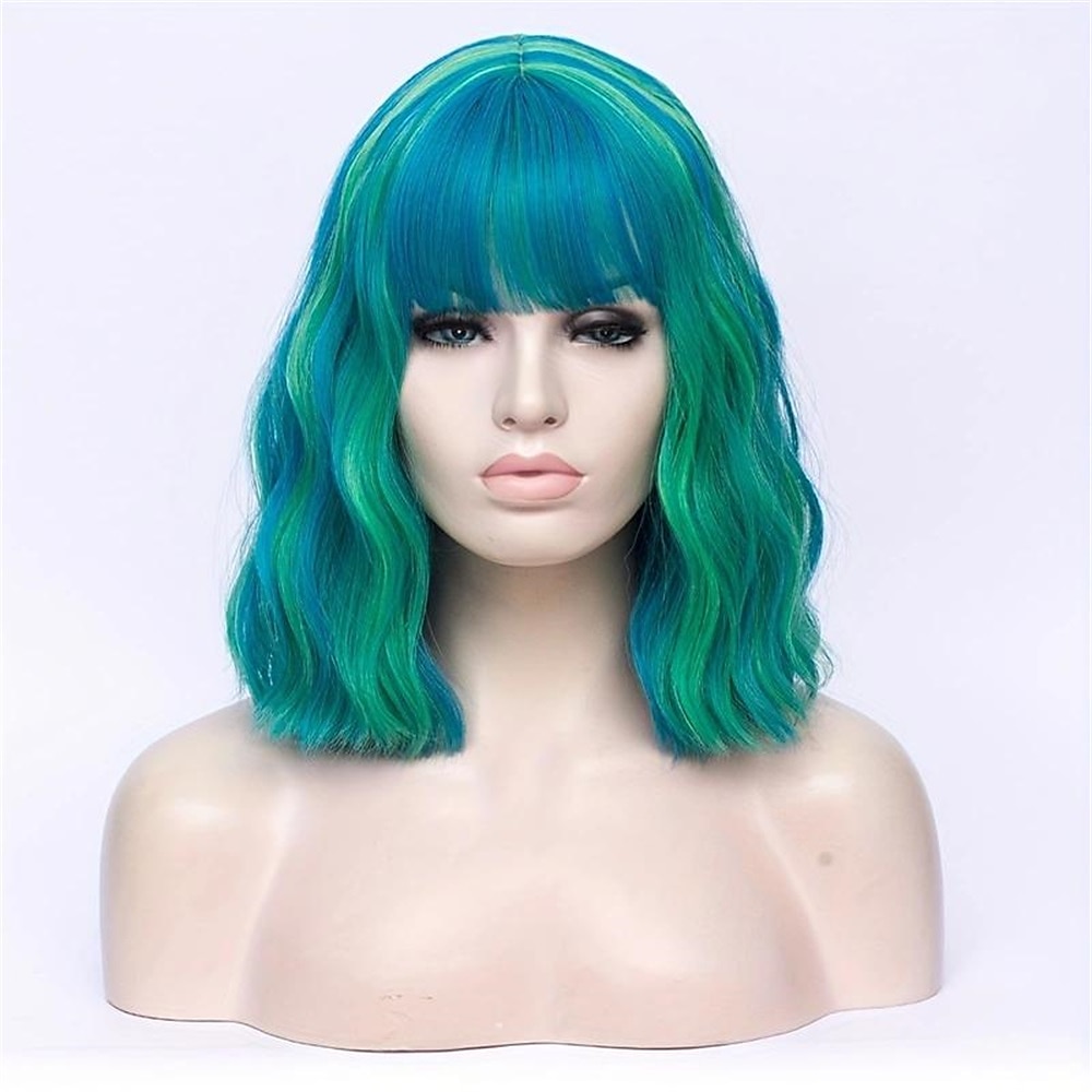 zvýraznění krátká kudrnatá vlnitá bobová paruka syntetická paruka s ofinou anime cosplay paruka na halloweenskou cosplay party paruky na vánoční večírek 2025 - $18.99 –P5