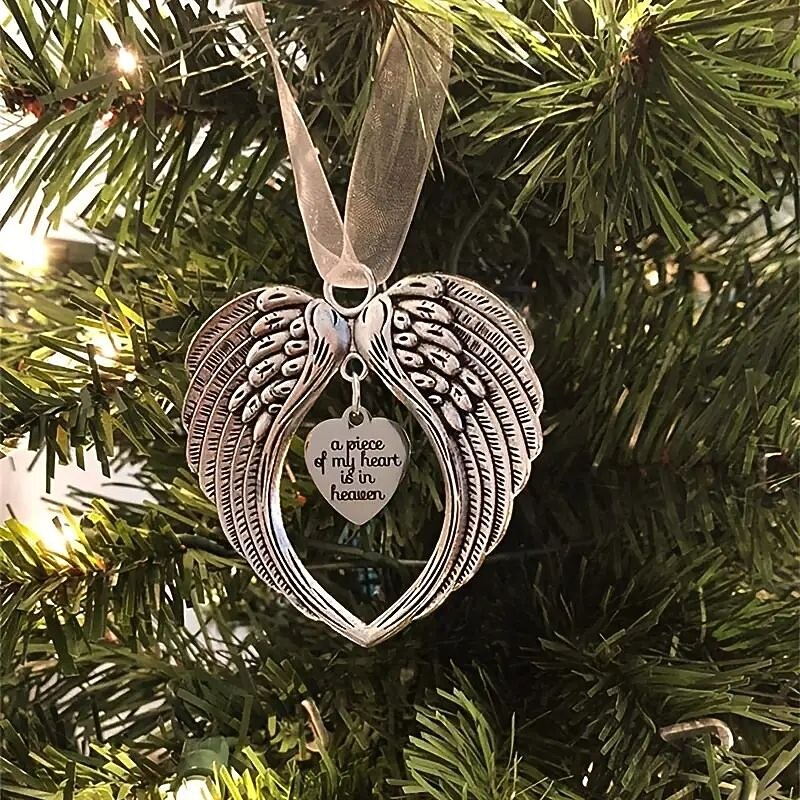 Angel Wings Christmas Ornament with Lanyard Style Memorial Decoration for Tree Sympathy Gift Loved Ones in Silver 2025 - CAD $4.99 –P2