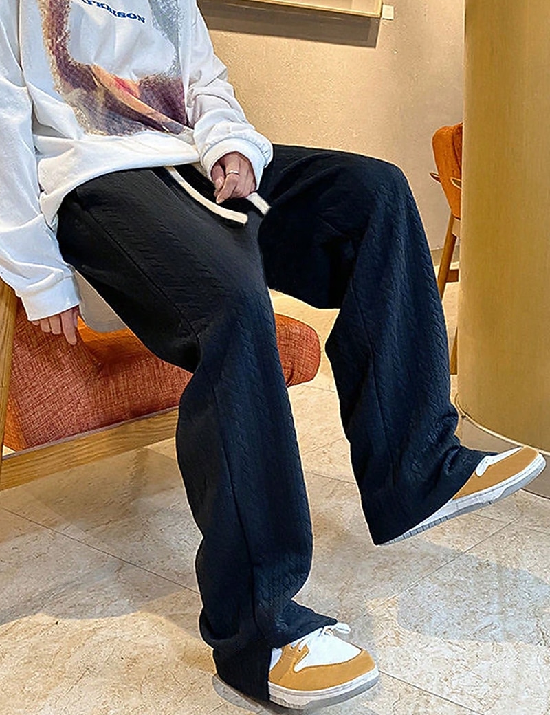 Herr Joggingbyxor Joggare Träningsbyxor med vida ben Ficka Snörning Elastisk midja Slät Komfort Andningsfunktion Utomhus Dagligen Utekväll Mode Ledigt Svart Blå 2026 - $24.99 –P17