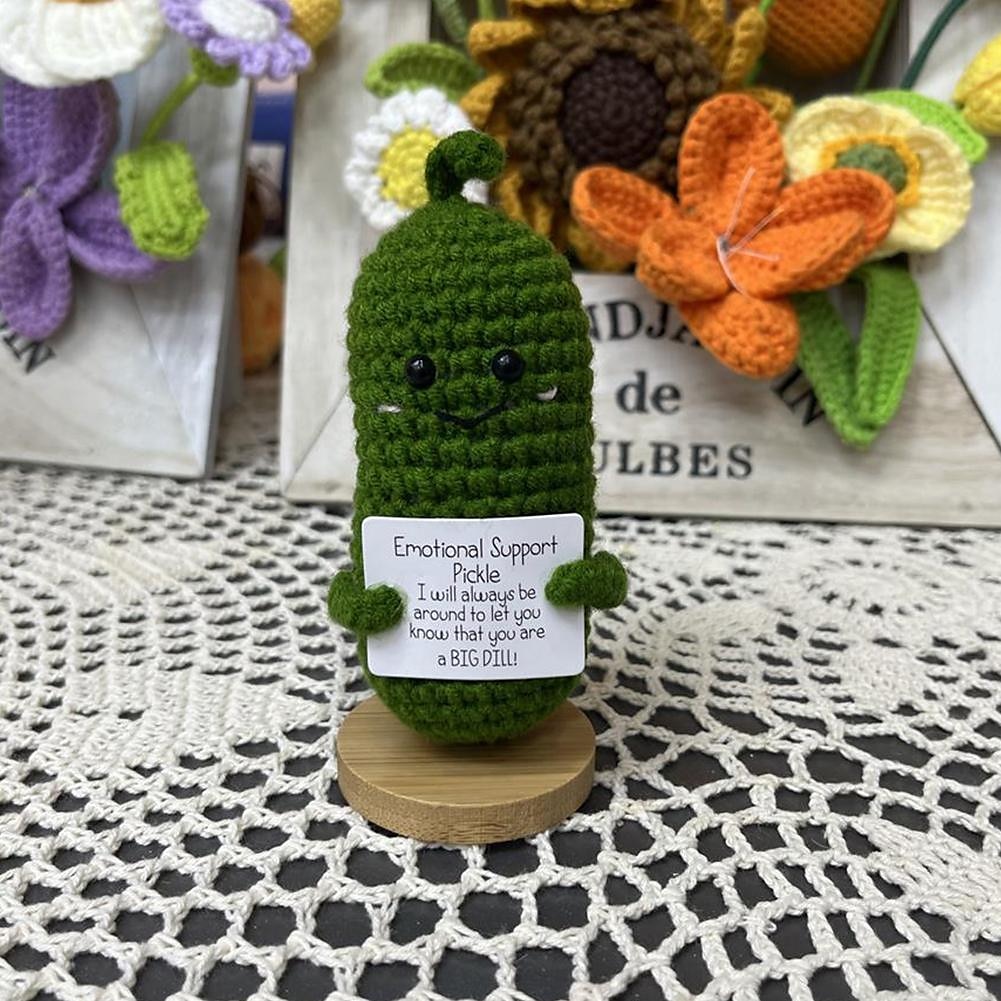 Handmade Emotional Support Pickle With Positive Affirmation Crochet,Pickled  Cucumber Christmas Gift for Kids , Crochet Emotional Support 2024 - $5.99