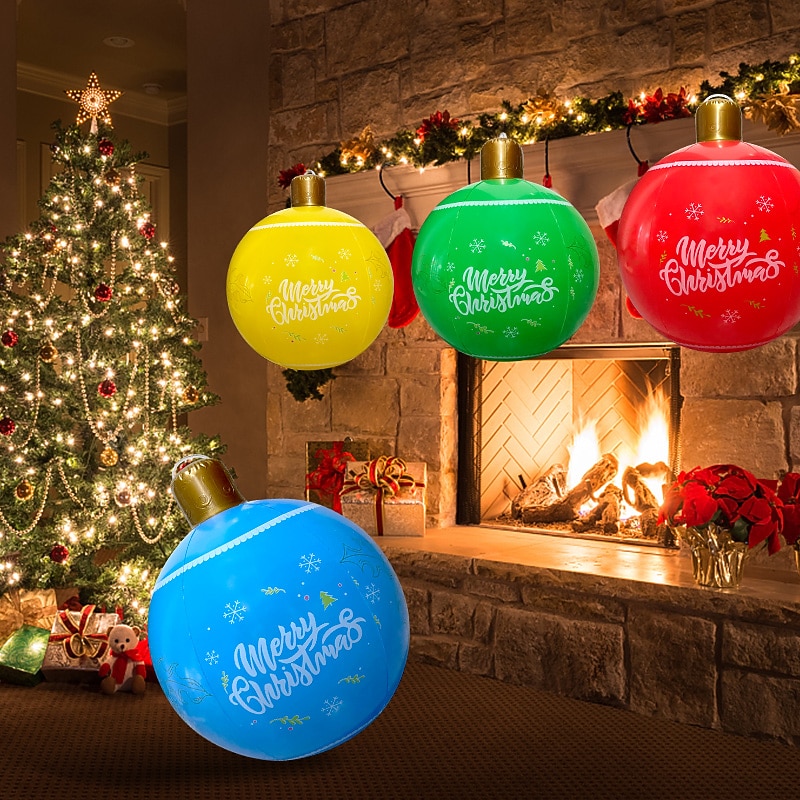 utendørs juleoppblåsbar dekorert ball pvc store store baller juletrepynt lekeball juleball gårdsplassdekorasjon juleutstyr leker julestemning ball 2025 - $12.99 –P5