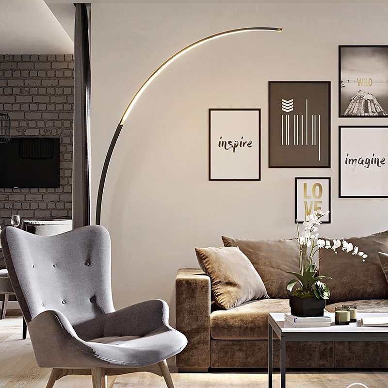 led arc מנורת רצפה מודרנית מינימליסטית פסנתר מנורת רצפה ניתנת לעמעום מנורת רצפה מעוקלת עיצוב חצי עיגול שולחן לילה מנורות קריאה עם שלט רחוק 2025 - $346.79 –P3