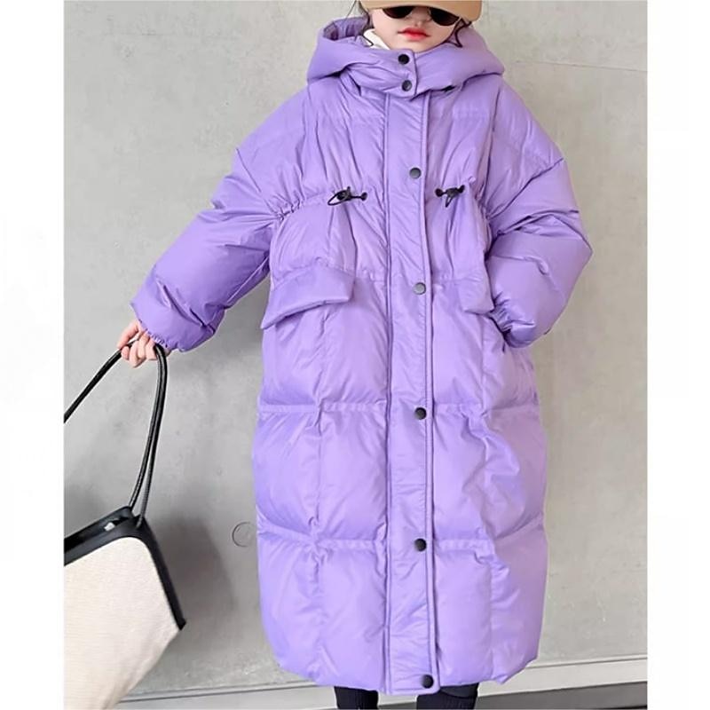 Kids Girls' Down Coat Kids Puffer Jacket Active Pocket School Coat Outerwear 4-13 Years Winter Black Purple 2025 - $48.99 –P4