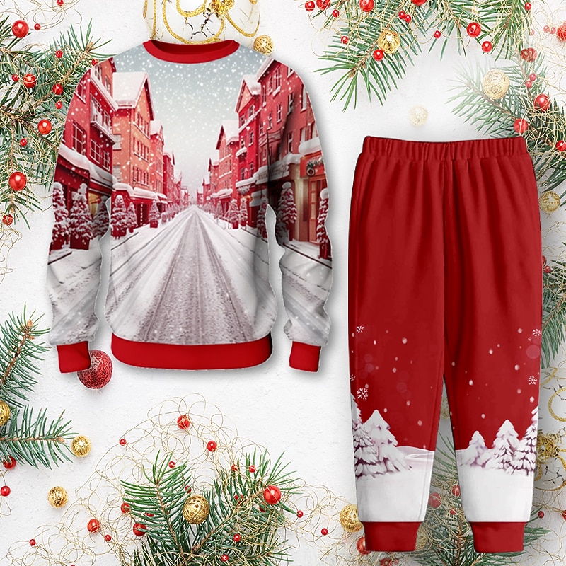 Pojkar 3D jultomten Sweatshirt & Sweatpants Set Set Långärmad 3d-utskrivning Höst Vinter Aktiv Mode Häftig Polyester Barn 3-12 år Rund hals Utomhus Gata Semester Normal 2025 - $25.99 –P5