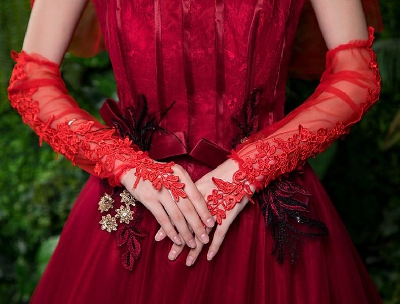 Kant  Net Elleboog Lengte Handschoen Schattig Met Bloem  Applicaties Bruiloft  Feest Handschoen dress to impress 2025 - $20.99 –P2