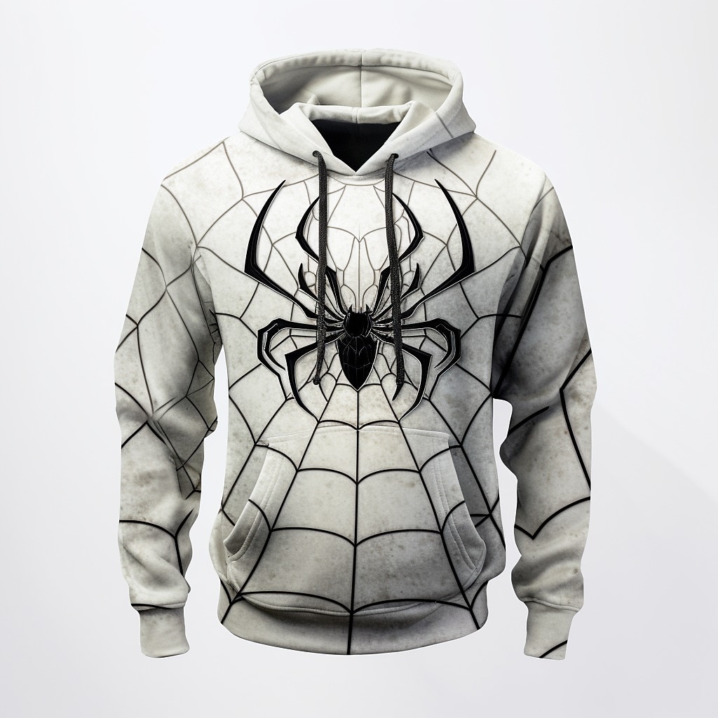 Homme Graphic Araignées Sweat à capuche Sweats à Capuche Sweat-shirt Sweat à capuche manche longue Sweat à capuche Capuche Mode 3D effet Sport extérieur Vacances Vêtement de rue Blanche Rouge de 2025 ? $31.99 –P1