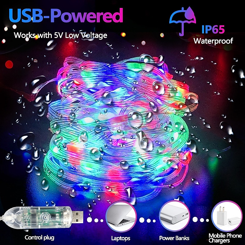 5M 10M 15M Slimme lichten 50/100/150/200 LEDs 5050 SMD 1 24-toetsen afstandsbediening USB met minicontroller 1 set Meerkleurig Creatieve lichtslingers APP-besturing USB Feest 5 V 2025 - $11.99 –P2