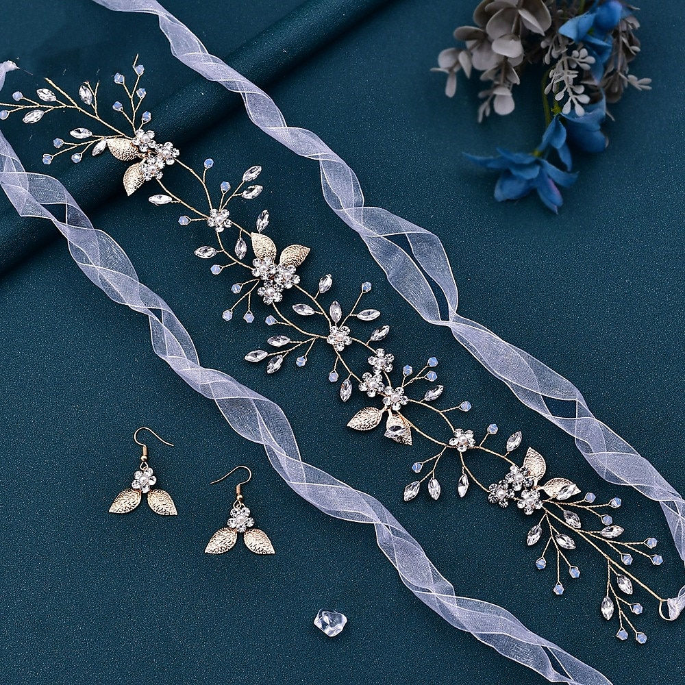 Headdress Alloy Wedding Party / Evening Bridal Shiny With Rhinestone Ribbon Tie Headpiece Headwear dress to impress 2025 2025 - $26.99 –P3