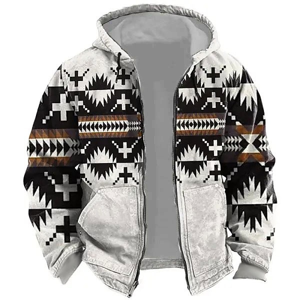 Herren Stammes Grafik-Drucke Hoodie Sweatshirt Kapuze Hoodies Pullover Kapuzenpullover mit Reißverschluss Langarm Sweatshirt mit Kapuze Mit Kapuze Sport 3D-Druck Festtage Urlaub Strassenmode Weiß Blau 2025 - $30.99 –P11