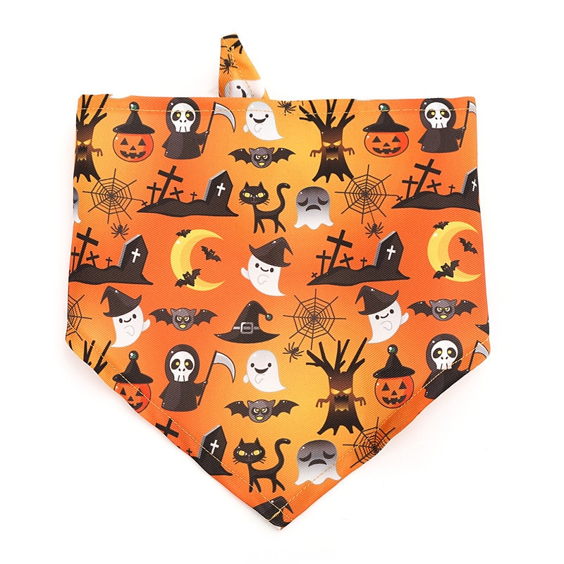 Cachorros Gatos Bandana de Cachorro Acessórios para babadores triângulo Moda Engraçado Respirável Macio Lavável Confortável Festa dia das Bruxas De Cama Casual / Diário Festival Roupas para cães for  de 2025 por $17.49 –P6
