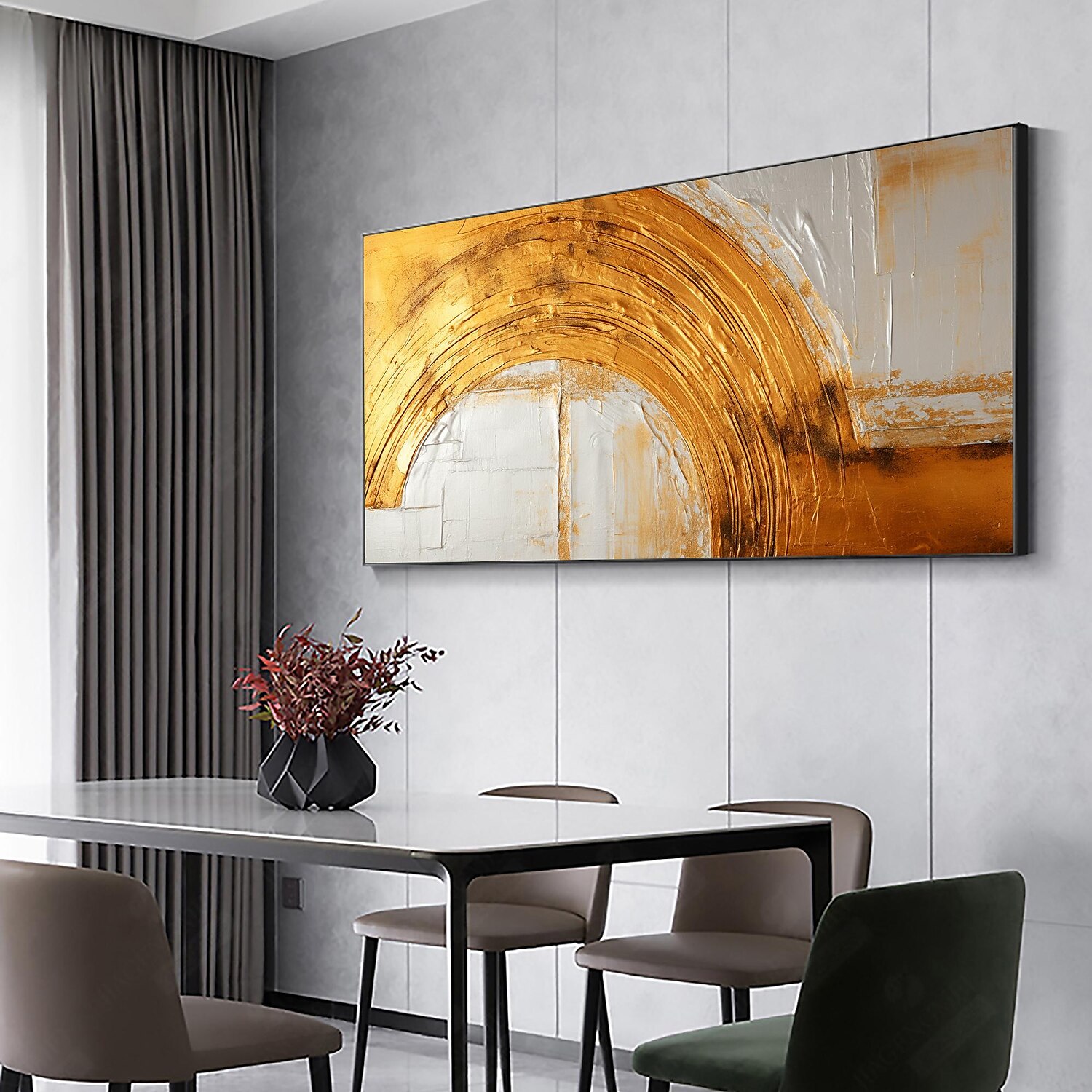 Handmade Oil Painting Canvas Wall Art Decor Original Skiing Gold Texture for Home Decor With Stretched Frame/Without Inner Frame Painting 2025 - $158.99 –P4