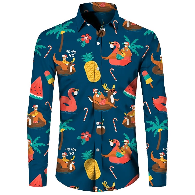 Babbo Natale Albero di Natale Informale Per uomo Camicia Natale Da tutti i giorni Per uscire Autunno inverno Collo ripiegabile Manica lunga Blu marino scuro, Blu S, M, L Tessuto elasticizzato a 4 vie del 2025 a $26.99 –P1