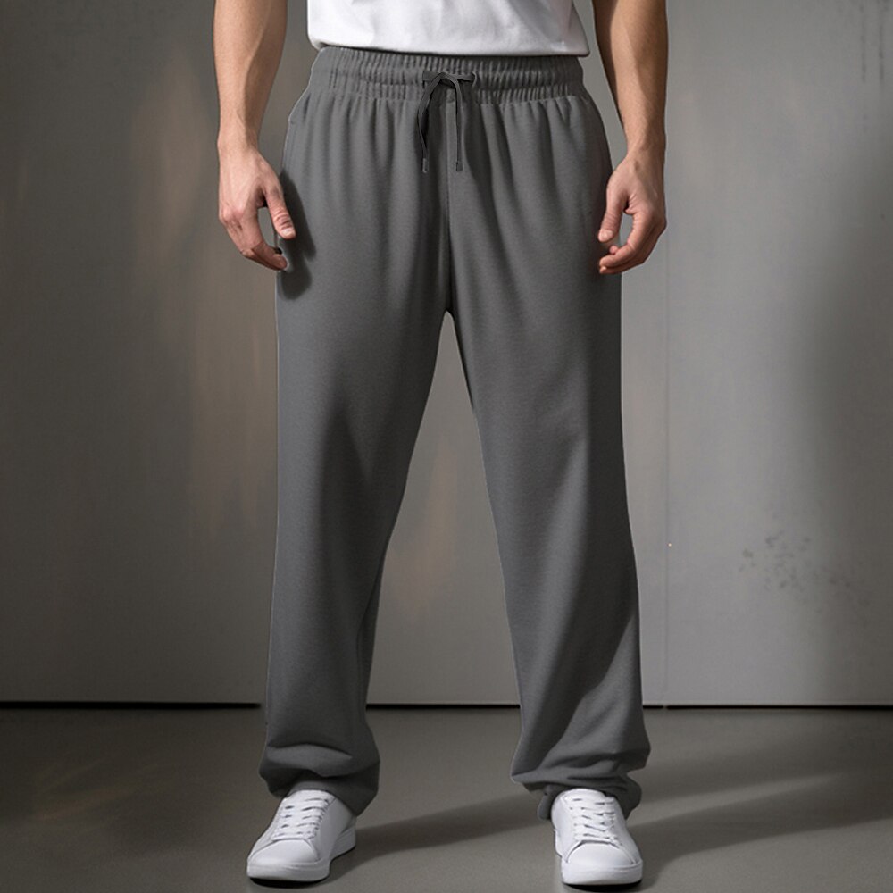 Homens Calças Esportivas Corredores Calça de moletom com pernas largas Calças Bolsos Com Cordão Cintura elástica Tecido Conforto Respirável Ao ar livre Diário Para Noite Moda Casual Preto Cinzento de 2025 por $15.49 –P3