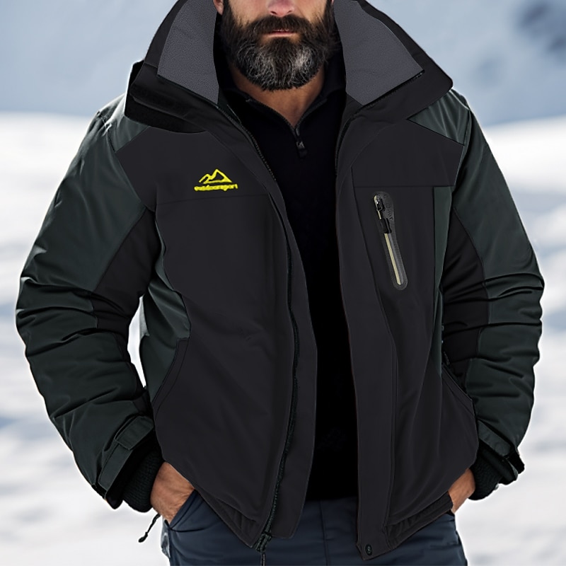 Homens Casaco com capuz Jaqueta de Trilha Jaqueta de Esqui Jaqueta de Chuva Ao ar livre Roupa Diária Quente Zíper Bolsos Inverno Bloco de cor Moda Roupa de rua Com Capuz Padrão Preto Vermelho Azul de 2025 por $67.99 –P12