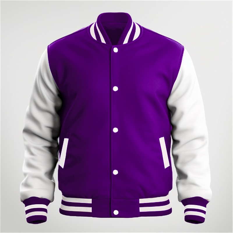 Per uomo Giacca di transizione Giacca College Abbigliamento quotidiano Tasca Tutte le stagioni Blocco di colori Streetwear Collo alla coreana Regolare Nero Blu marino Blu Rosso Giacca del 2025 a $36.99 –P8