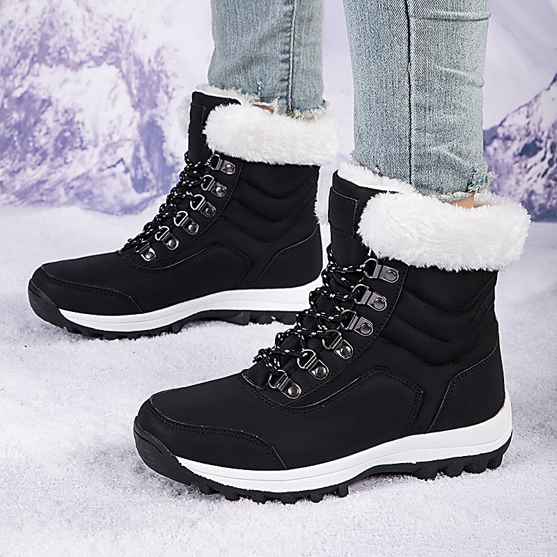 Women's White Winter Snow Boots with Faux Fur Lining and Lace-Up Design - Waterproof and Insulated Cold Weather Footwear 2025 - $59.99 –P4