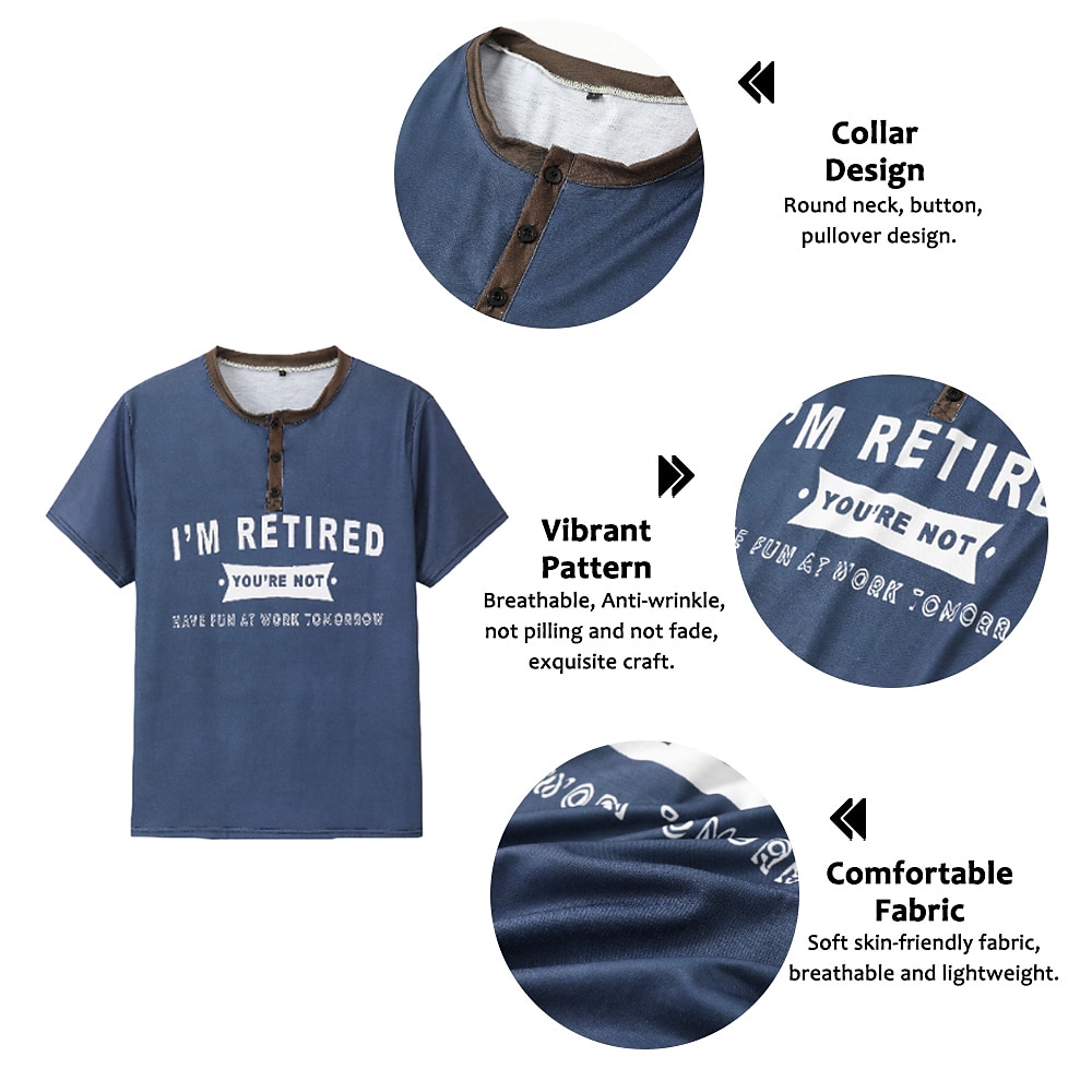 T-shirt Henley à manches courtes pour hommes drôle 'Je suis à la retraite vous ne l'êtes pas amusez-vous au travail demain' T-shirt d'humour de travail et de bureau de 2026 ? $22.99 –P1