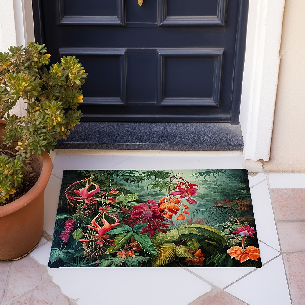 Felpudo de flores de colores, alfombras lavables, alfombra de cocina, alfombra antideslizante a prueba de aceite, alfombra interior y exterior, decoración de dormitorio, alfombra de baño, alfombra de 2025 - $16.99 –P4