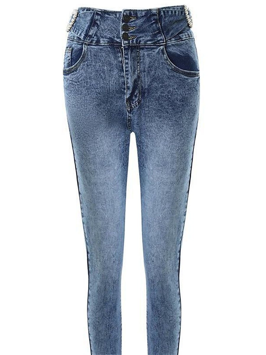 Women's Jeans Skinny Slim Full Length Fashion Streetwear Outdoor Street Blue S M Fall Winter 2023 - US $44.99 –P7