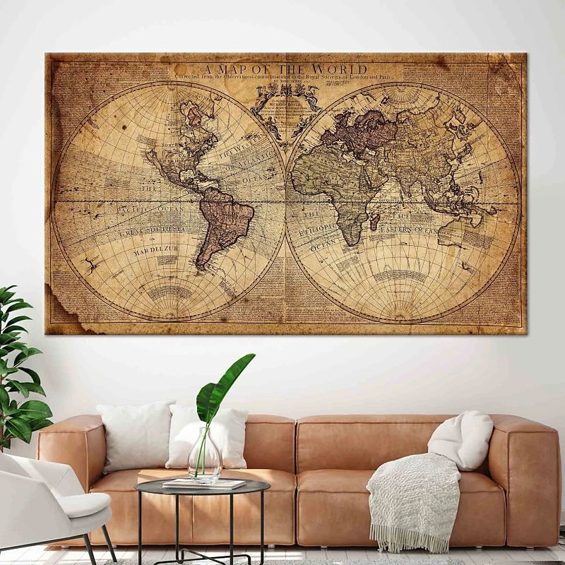 wereldkaart wordt afgedrukt kunst aan de muur moderne foto home decor muur opknoping cadeau gerold canvas ingelijste niet uitgerekt 2025 - $45.99 –P13