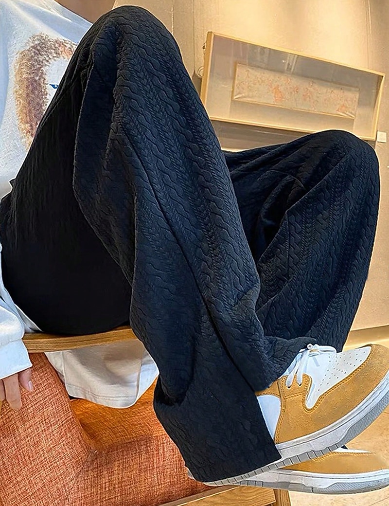 Herr Joggingbyxor Joggare Träningsbyxor med vida ben Ficka Snörning Elastisk midja Slät Komfort Andningsfunktion Utomhus Dagligen Utekväll Mode Ledigt Svart Blå 2026 - $24.99 –P12