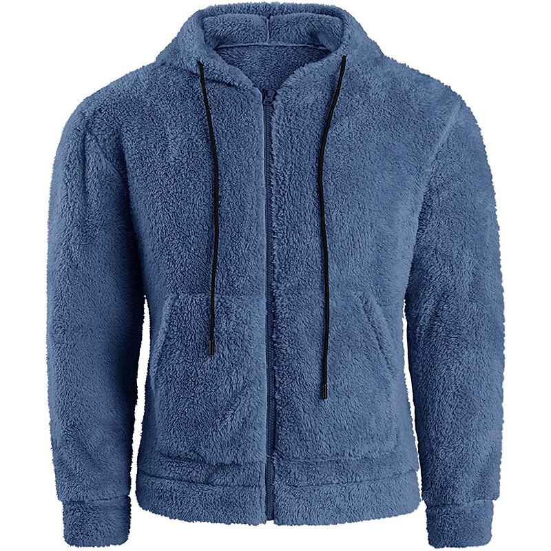 Homens Moletom Full Zip Hoodie Casaco com capuz Fuzzy Sherpa Preto Verde Tropa Azul Cinzento Com Capuz Tecido Bolsos Desportos e Ar livre Diário Feriado Roupa de rua Legal Casual Outono & inverno de 2025 por $22.99 –P5