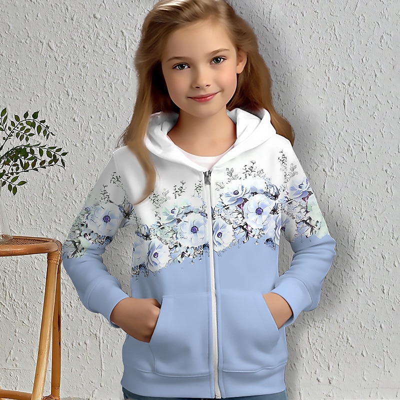Da ragazza 3D Floreale Felpa con cappuccio Cappotto Soprabiti Rosa Manica lunga Stampa 3D Autunno Inverno Attivo Di tendenza stile sveglio Bambino 3-12 anni Esterno Informale Giornaliero Standard del 2025 a $18.49 –P5