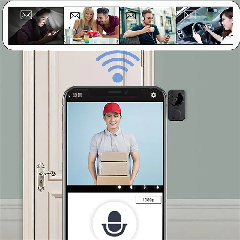 2025年 m8 ワイヤレスドアベル 1080 hd カメラ wifi ドアベルスマートインターホン人気の tuya  コレクション – $31.99 –P6
