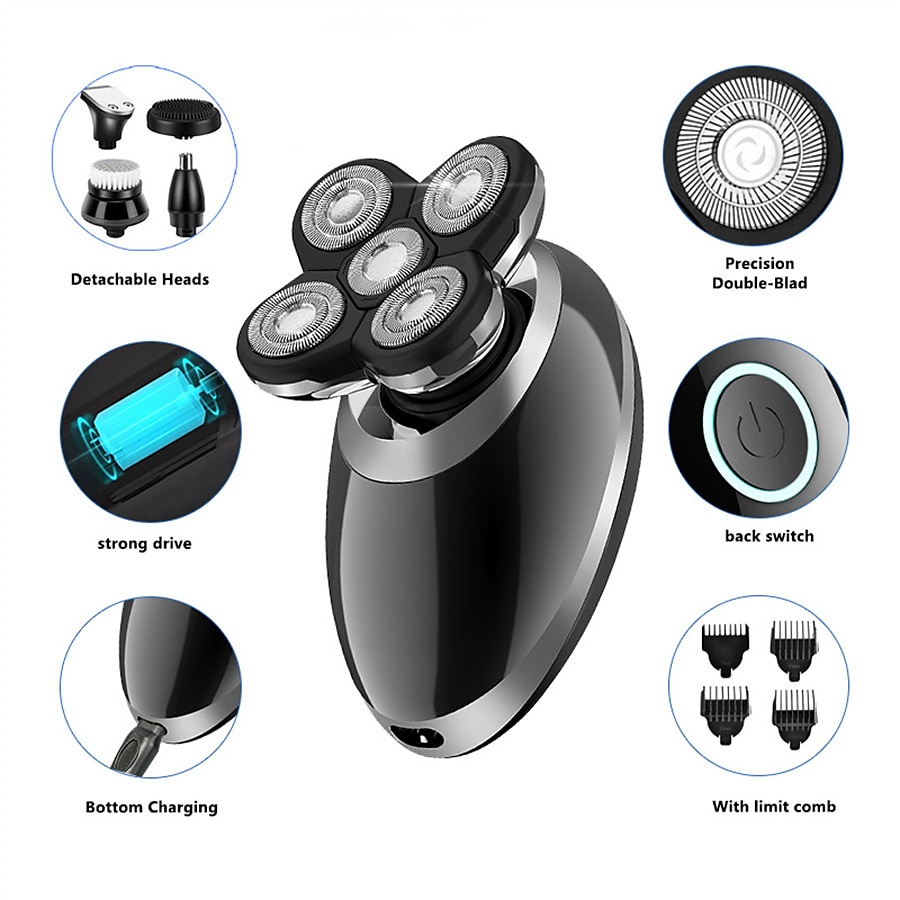 Men Head Shavers  Wet and Dry Detachable Electric Shaver Nose Hair Trimmer Face Brush Grooming Set Rechargeable Razor 2025 - $59.99 –P9