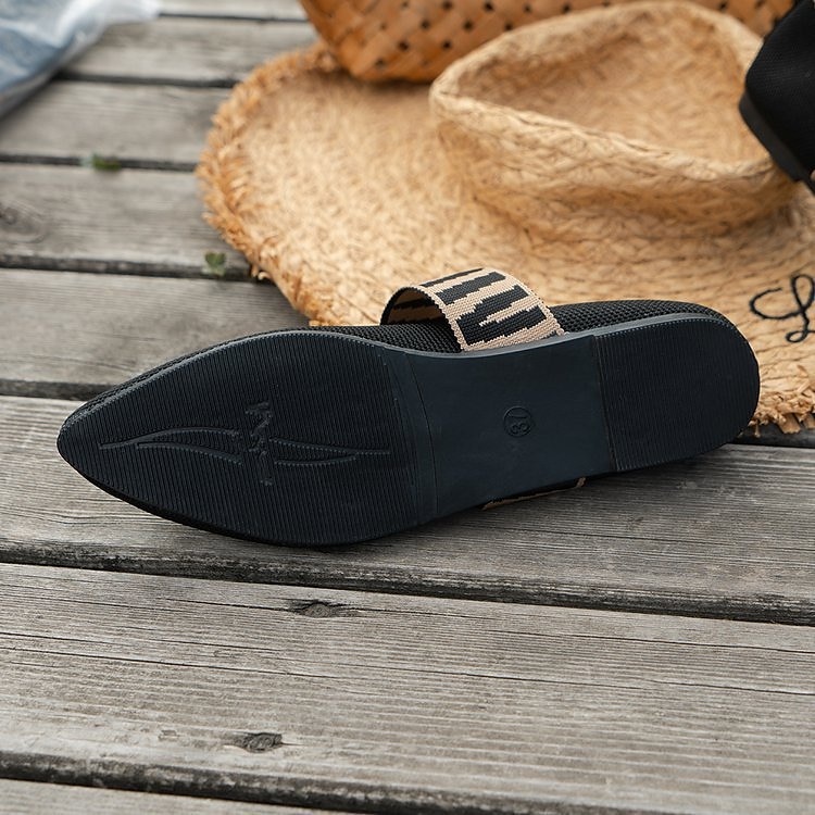 Women's Black Knit Mary Jane Flats – Pointed Toe Stretch Fabric Casual Shoes with Geometric Straps for Work, Travel & Daily Wear 2025 - $19.99 –P4