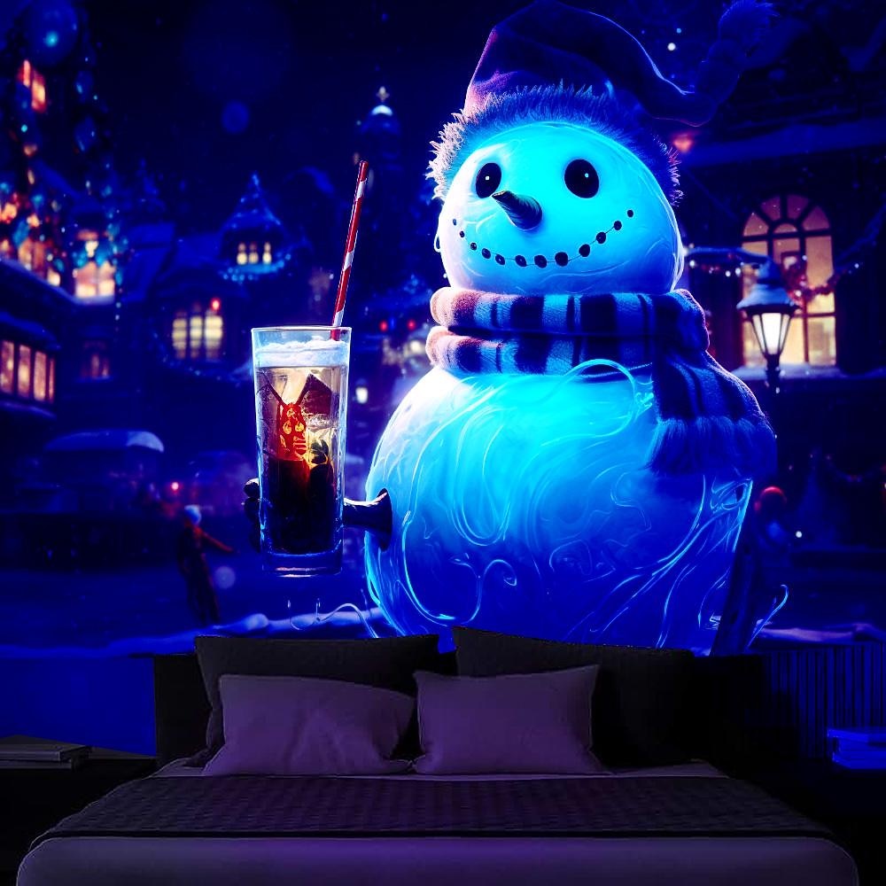 juldekorationer blacklight gobeläng uv reaktivt sken i mörkret snögubbe xmas trippy bar dimmigt hängande gobeläng väggkonst väggmålning för vardagsrum sovrum 2025 - $20.99 –P4