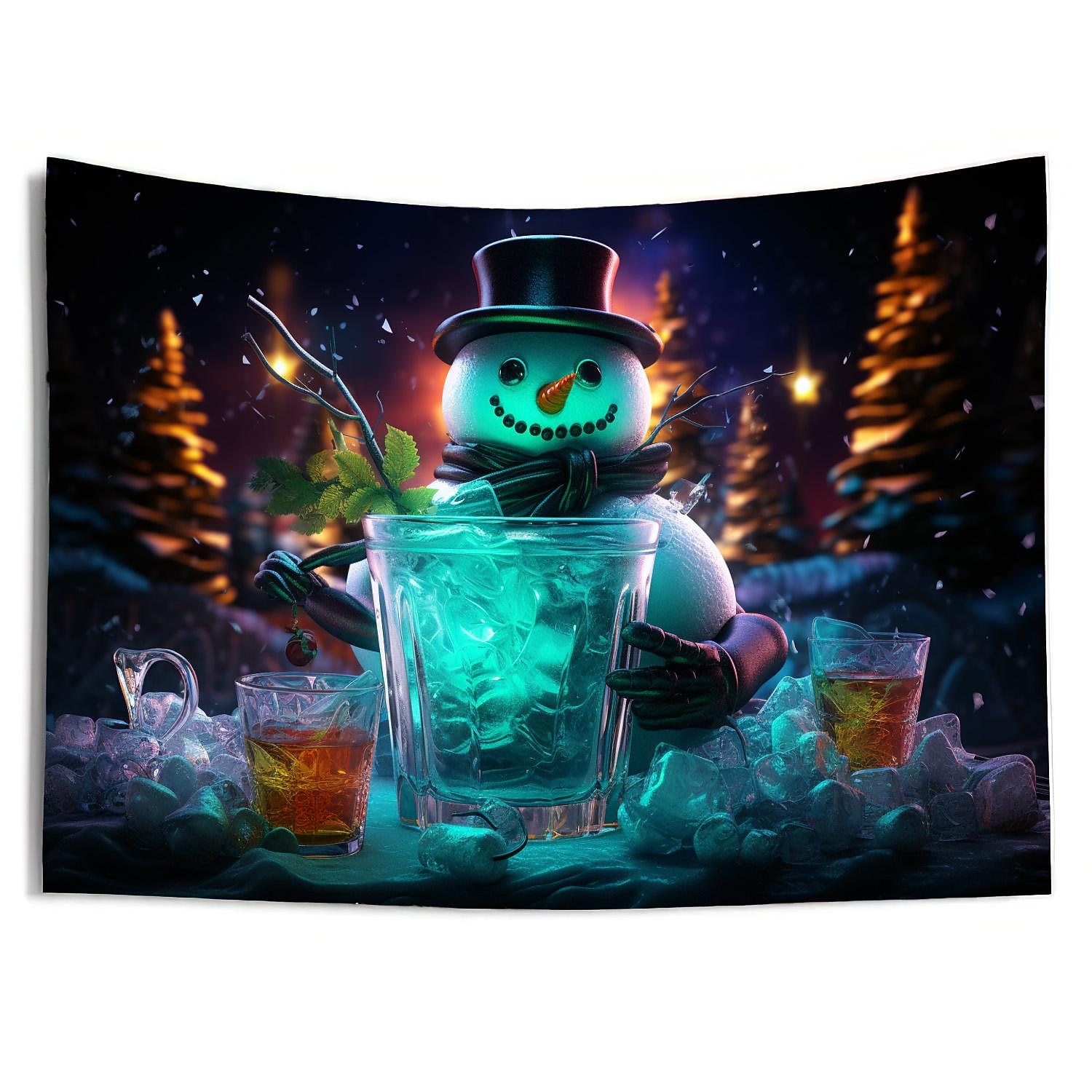 juldekorationer blacklight gobeläng uv reaktivt sken i mörkret snögubbe xmas trippy bar dimmigt hängande gobeläng väggkonst väggmålning för vardagsrum sovrum 2025 - $20.99 –P17