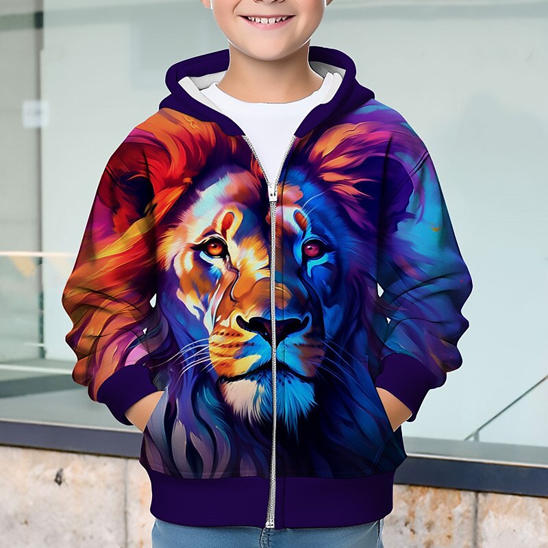 Da ragazzo 3D Leone Felpa con cappuccio Cappotto Soprabiti Manica lunga Stampa 3D Autunno Inverno Di tendenza Streetwear Fantastico Poliestere Bambino 3-12 anni Esterno Informale Giornaliero Standard del 2025 a €16.99 –P3