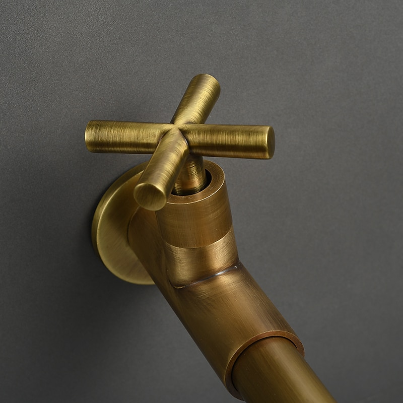 Wall Mounted Bathroom Sink Faucet, Brass Constructed Single Handle One Hole Long Reversible Spout Bath Mixer Taps for Bathroom Sink Tall Vessel in Black Chrome Antique Brass Silver 2025 - $77.99 –P7