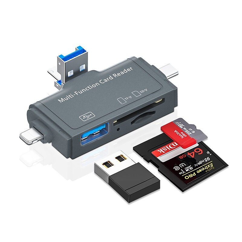 7 i 1 sd-kortläsare usb 3.0 adapter för dubbla kortplatser för mac windows linux chrome pc smartphones & kameror 2025 - $23.99 -P7