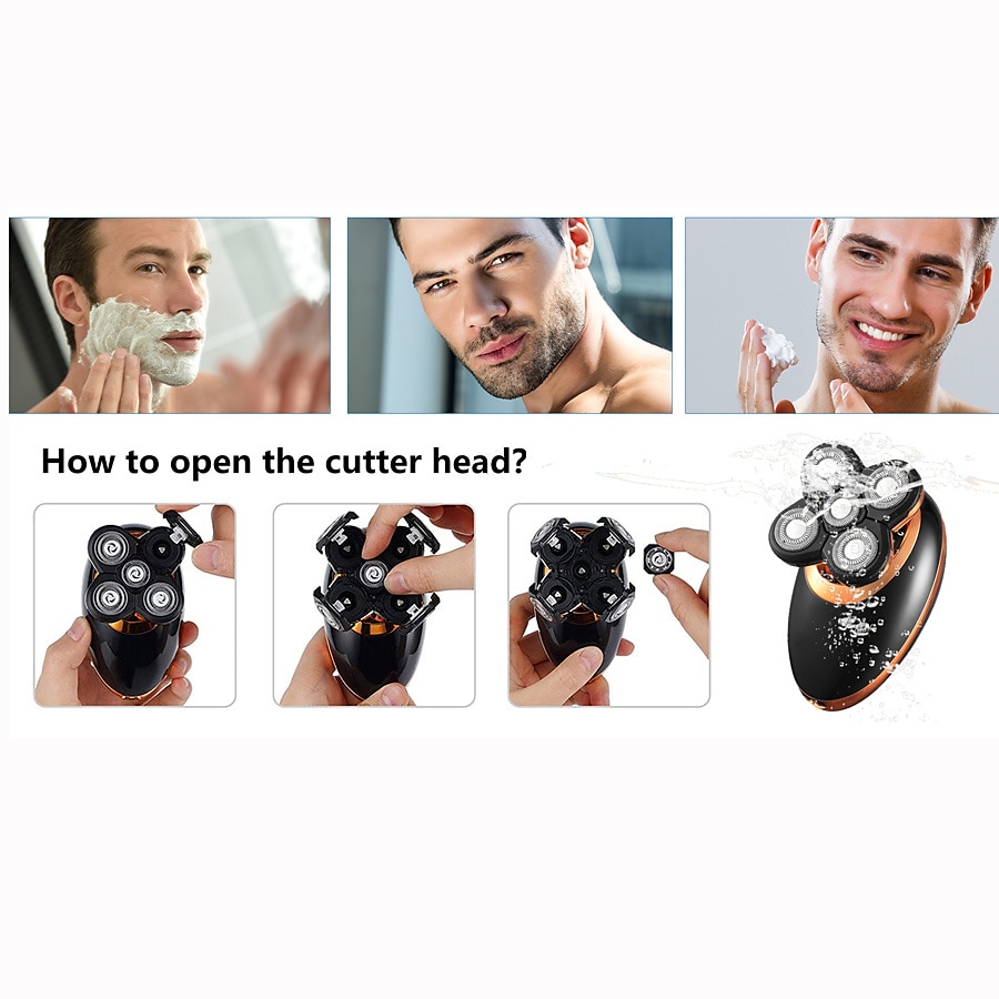 Men Head Shavers  Wet and Dry Detachable Electric Shaver Nose Hair Trimmer Face Brush Grooming Set Rechargeable Razor 2025 - $59.99 –P8