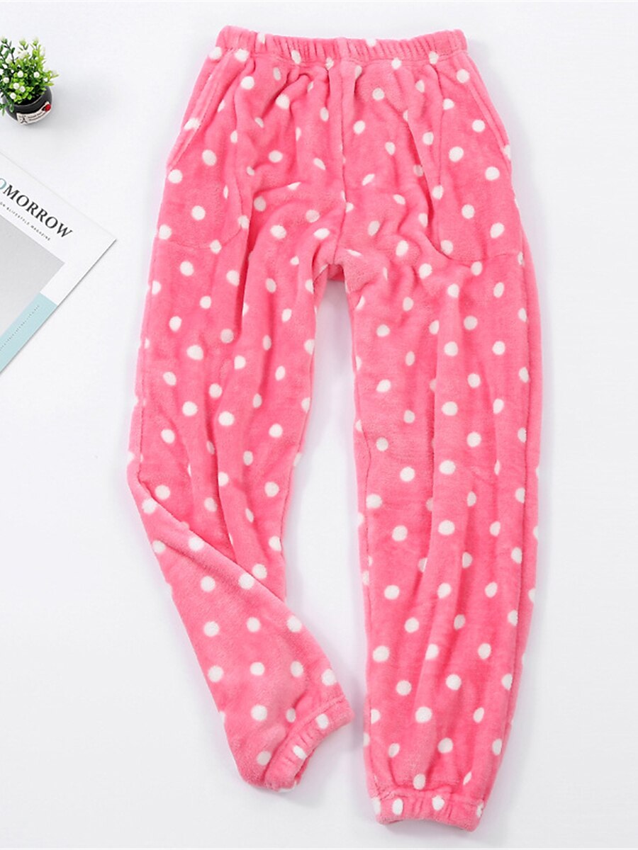 dam loungewear byxor prick enkel plysch fritidshem daglig semester flanell varm andningsbar byxa resår midja höst vinter hem outfits 2025 - $16.99 –P1