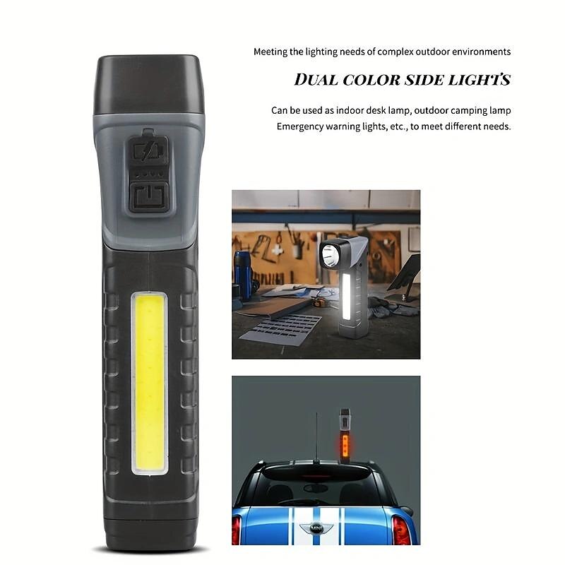 חדש רב תכליתי פנס נייד עם זווית 90 מעלות טעינת USB עם תצוגת כוח תאורת עבודה מגנט 2025 - $9.99 –P6