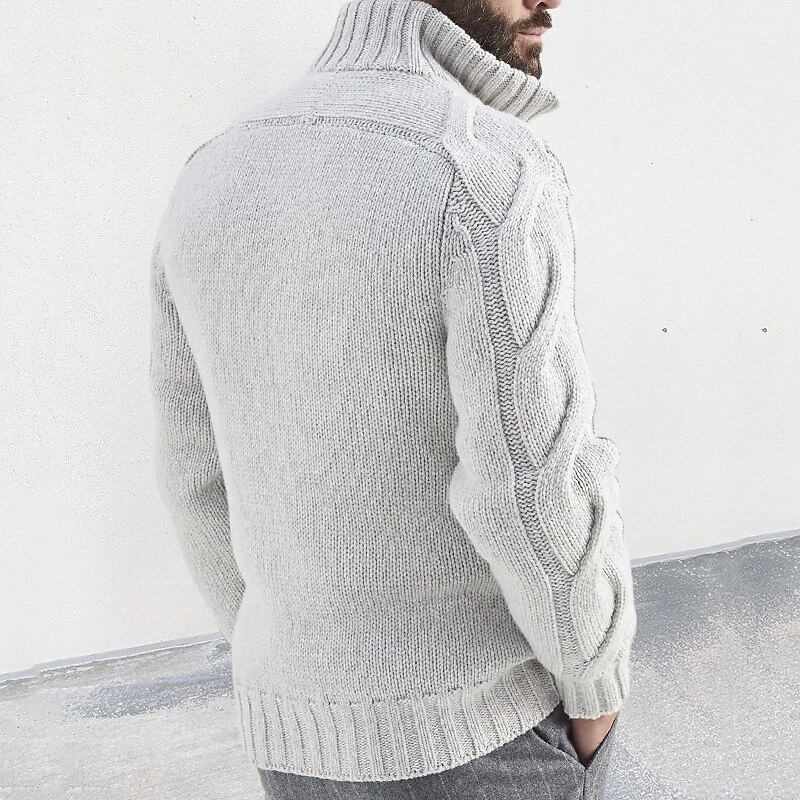 heren vest trui ritssluiting trui grof vest kabel normaal gebreid effen opstaande kraag opwarmingen modern eigentijds casual dagelijkse kleding kleding herfst winter zwart wit m l xl 2025 - $37.99 –P2