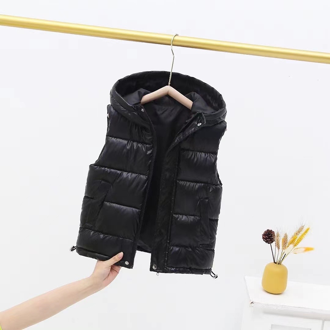 Kinderen Uniseks Vest jas Mouwloos Zilver gebroken wit Zwart Gewatteerd jack voor kinderen Effen Kleur Vetoketju Lente Herfst Stoer School 7-13 jaar 2025 - $23.99 –P5