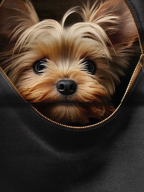 camiseta feminina básica estampa de cachorro manga curta regular tops gola redonda diário fim de semana cinza de 2025 por $19.99 –P1