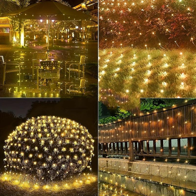 3M Lichterketten 192 LEDs EL Warmweiß Mehrfarbig LED-Netzmaschen-Lichterketten Halloween Solar Weihnachtsdekoration 24 V 2025 - $61.99 –P8
