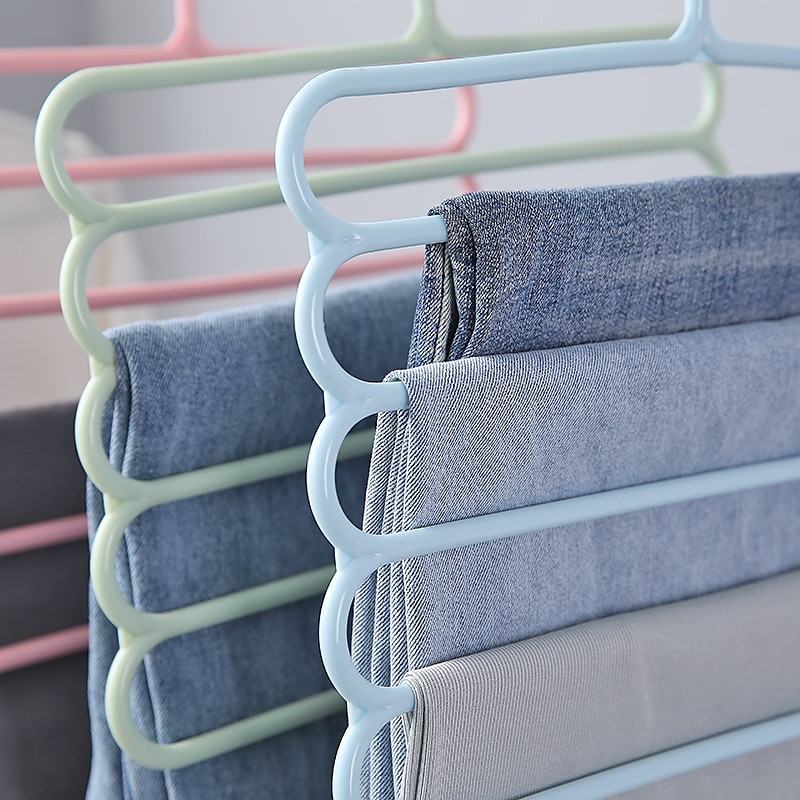 10 stuks gekleurde antislip meerlaagse broekrek multifunctionele garderobe 5-laags hangende broekrek sjaalrek sjaal stropdas hanger 2025 - $9.49 –P7