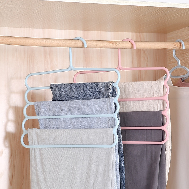 10 stuks gekleurde antislip meerlaagse broekrek multifunctionele garderobe 5-laags hangende broekrek sjaalrek sjaal stropdas hanger 2025 - $9.49 –P5